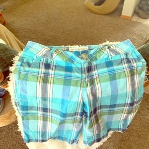 Blue plaid shorts
